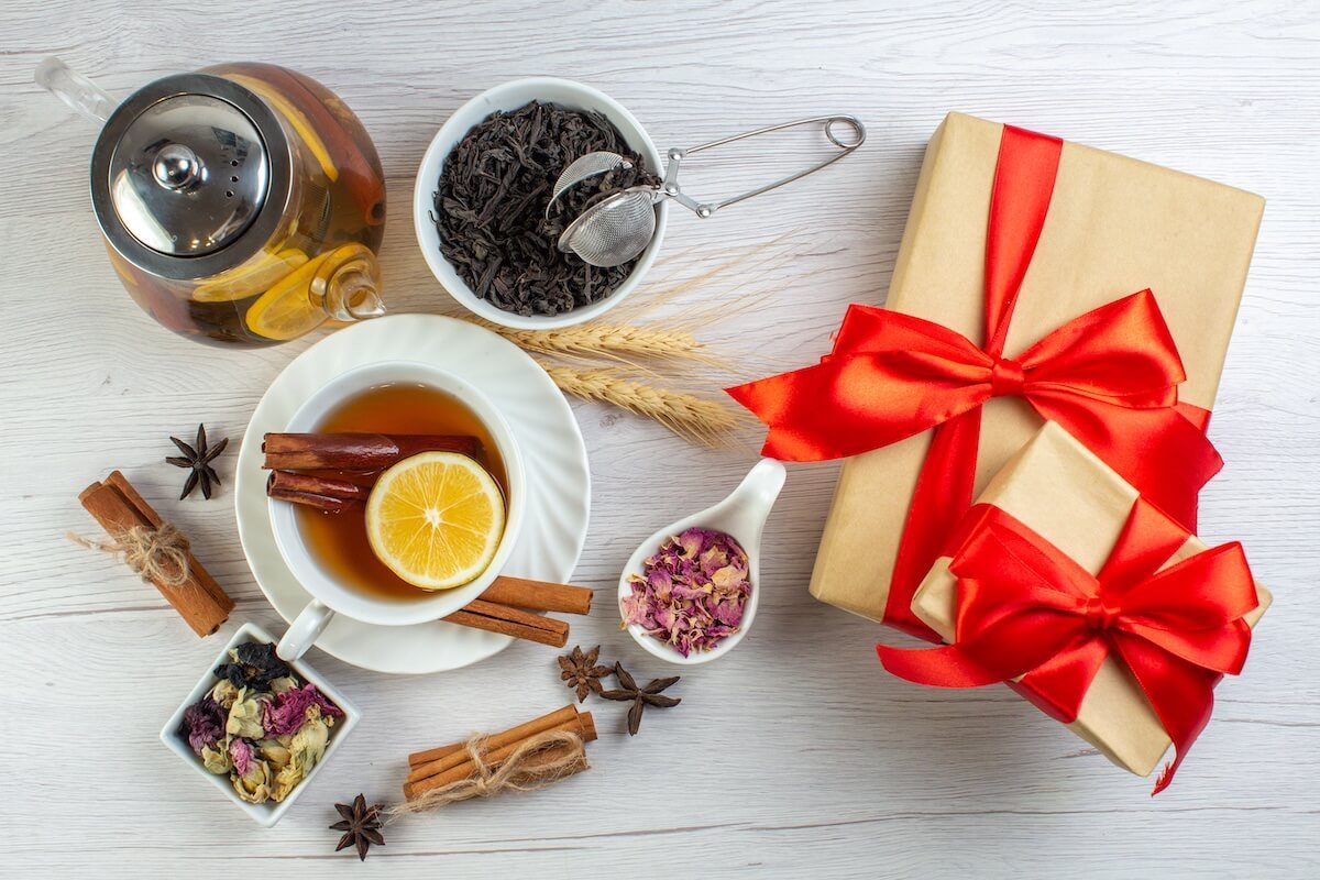 Coffee and tea sampler packs displayed as thoughtful affordable gifts.