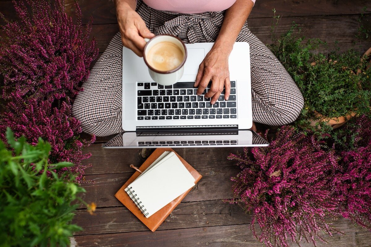 Christian-woman-working-from-home-after-career-transition-banner-image