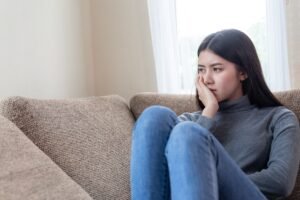 Woman feeling guilt.